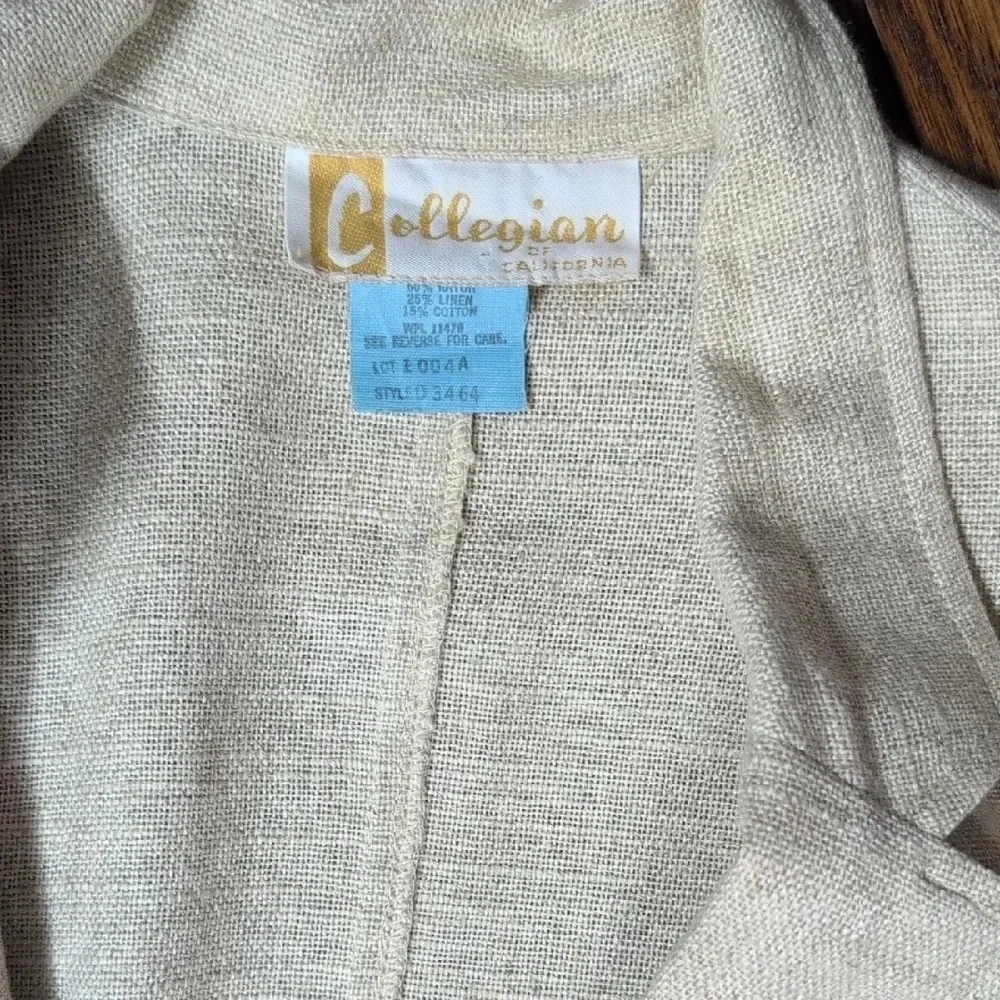 Collegian By California - VINTAGE 1980s Linen Blend Blazer and Skirt Set - Picture 4 of 13